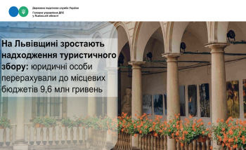 На Львівщині зростають надходження туристичного збору: юридичні особи перерахували до місцевих бюджетів 9,6 млн гривень