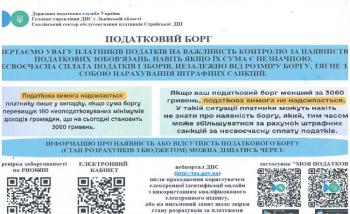 Сколівський сектор обслуговування платників: податковий борг