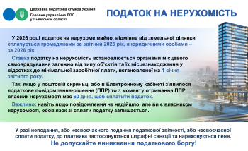 Податок на нерухомість: нарахування та сплата  податку        