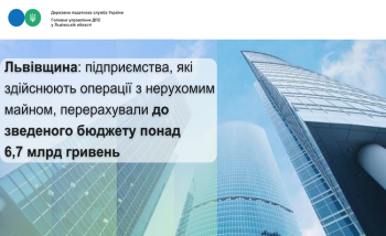 Львівщина: підприємства, які здійснюють операції з нерухомим майном, перерахували до зведеного бюджету понад 6,7 млрд гривень