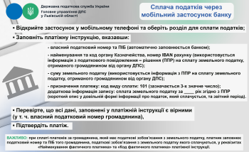 Сплата податків через мобільний застосунок банку