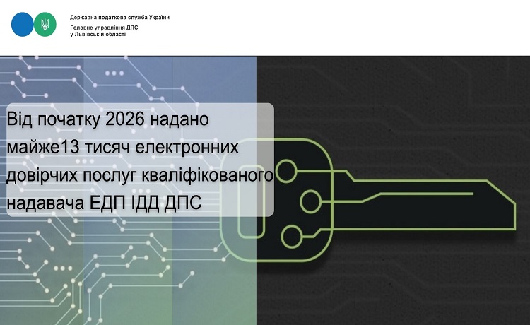 Від початку 2026 надано майже 13 тисяч електронних довірчих послуг кваліфікованого надавача ЕДП ІДД ДПС