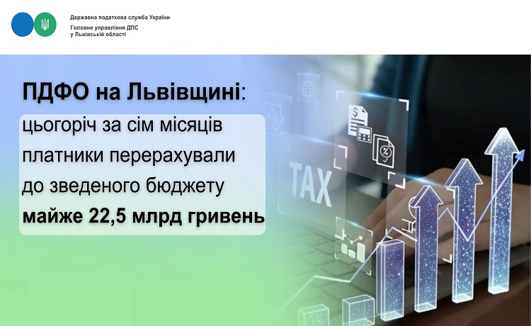 ПДФО на Львівщині: цьогоріч за сім місяців платники перерахували до зведеного бюджету майже 22,5 млрд гривень