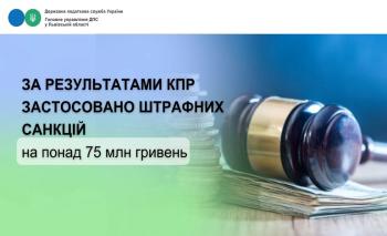 За результатами контрольно-перевірочної роботи застосовано штрафних санкцій на понад 75 млн гривень 