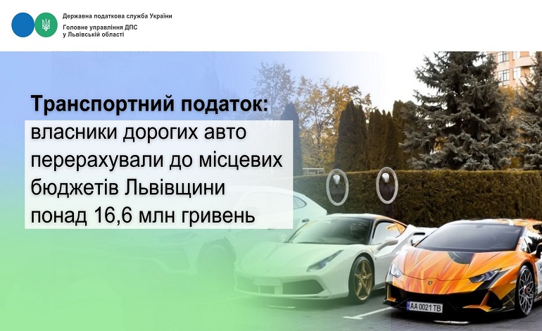 Транспортний податок: власники дорогих авто перерахували до місцевих бюджетів Львівщини понад 16,6 млн гривень