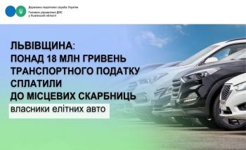 Львівщина: понад 18 млн гривень транспортного податку сплатили до місцевих скарбниць власники елітних авто
